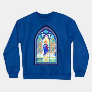 Gothic stained glass window with virgin Mary Crewneck Sweatshirt